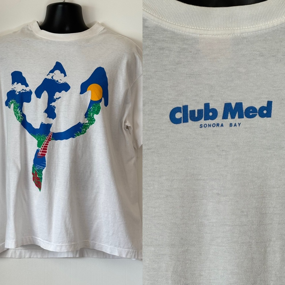 Vintage Club Med Sonora Bay Graphic T-Shirt White XL Single Stitch Mexico 90s